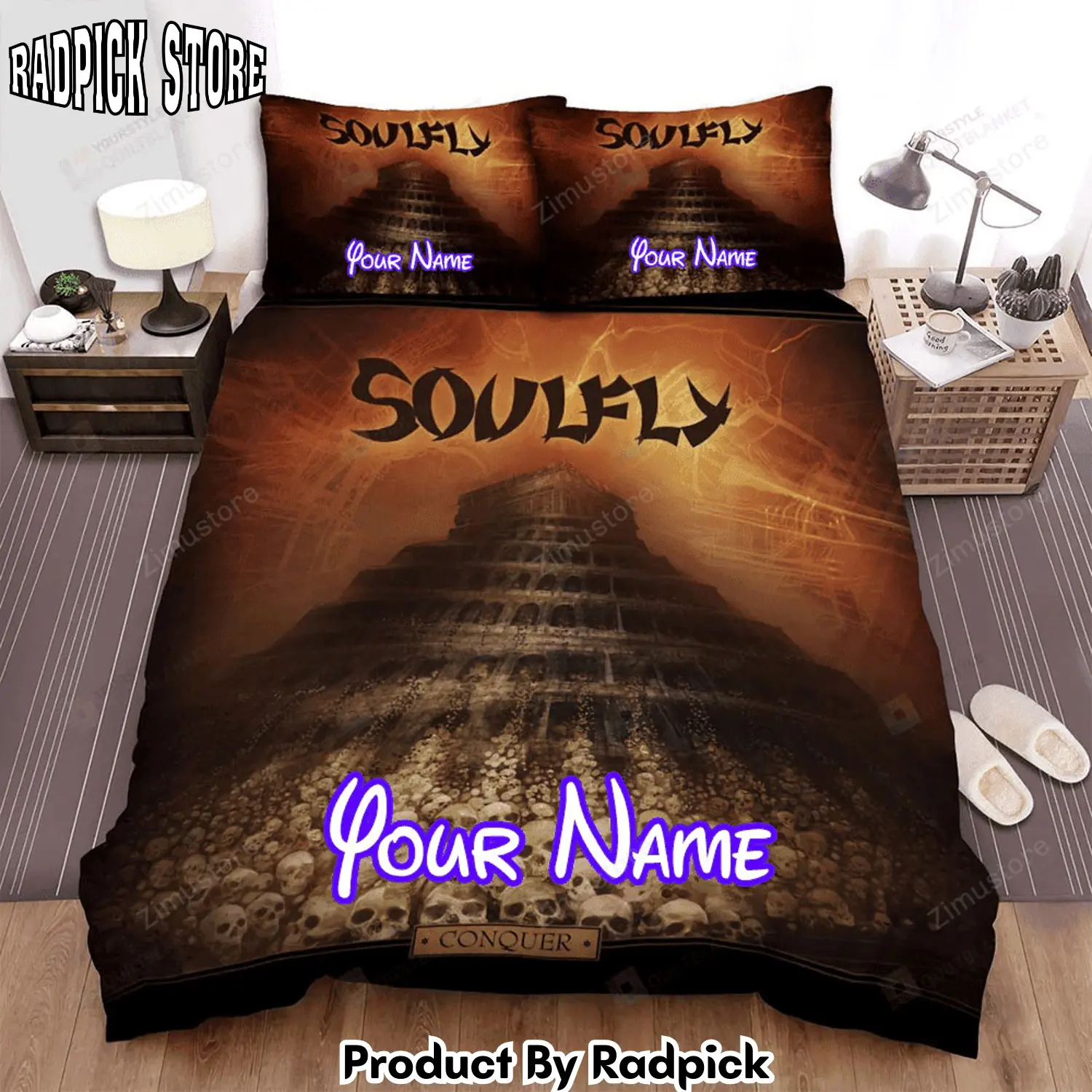 Radpick soulfly band skullcaps bed sheets spread comforter duvet cover personalized name bedding sets rp3272129
